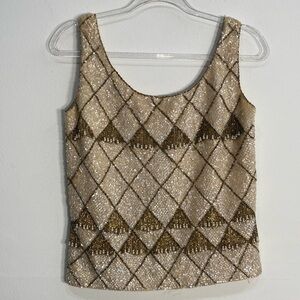 Vintage 1960's JO-RO IMPORTS Sequin Tank Top Wool Small